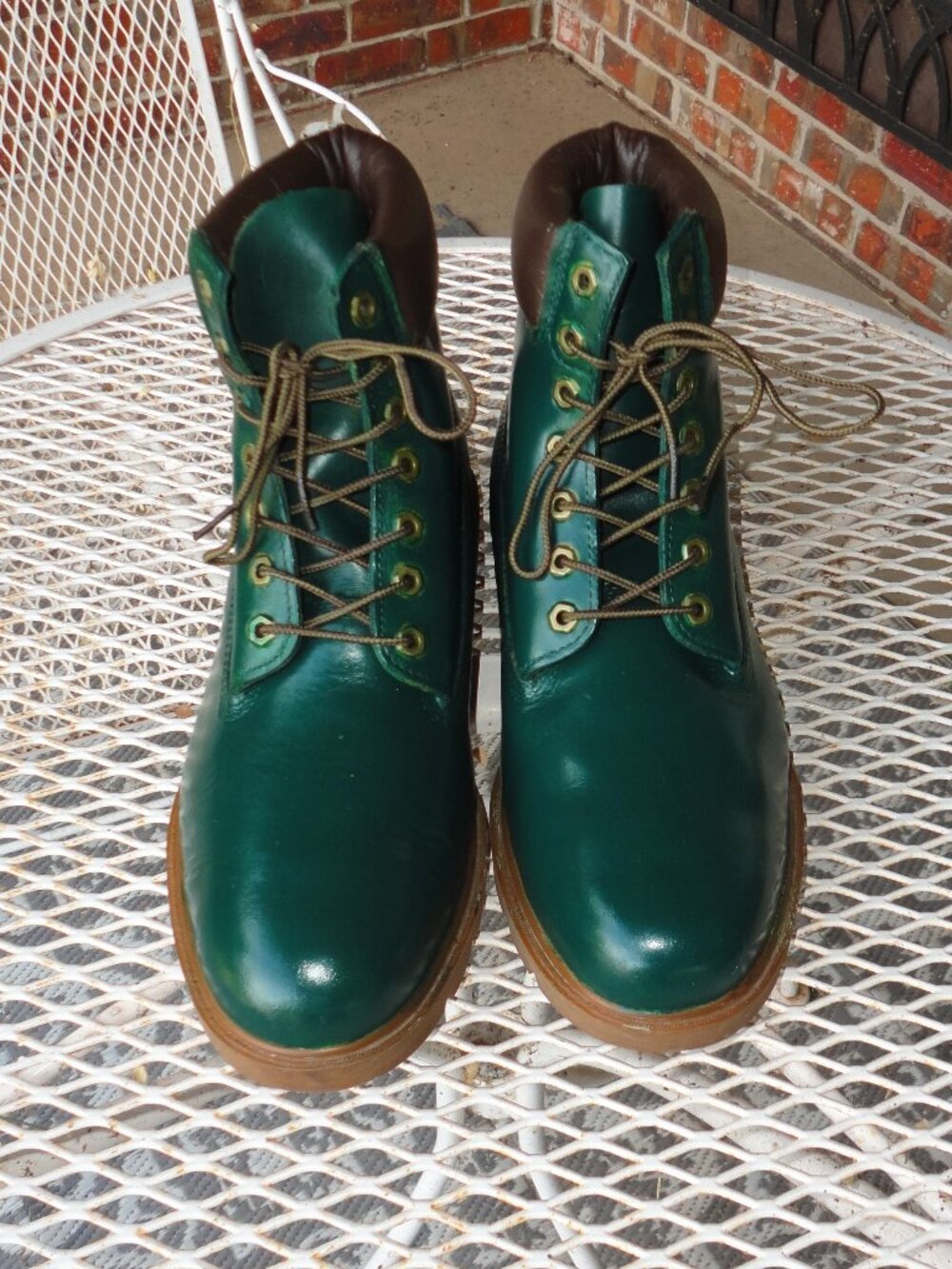TIMBERLAND Men's Green Leather Lace Up Ankle Boots Size 12